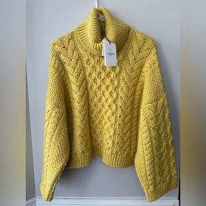 Isabel Marant Women’s Yellow Cable Knit Turtleneck Sweater Size 38 Medium